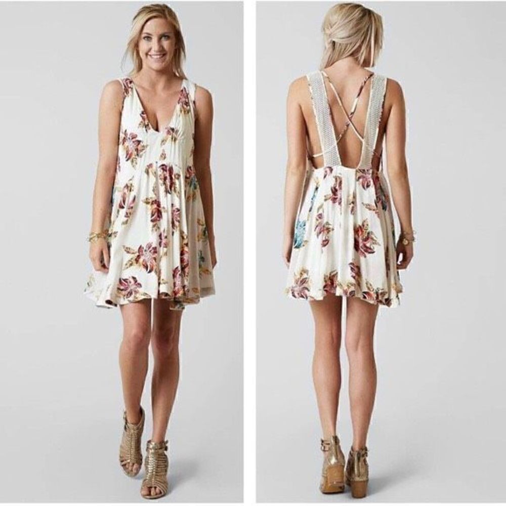 Free People Thought I Was Dreaming Floral Mini White Dress Size XS